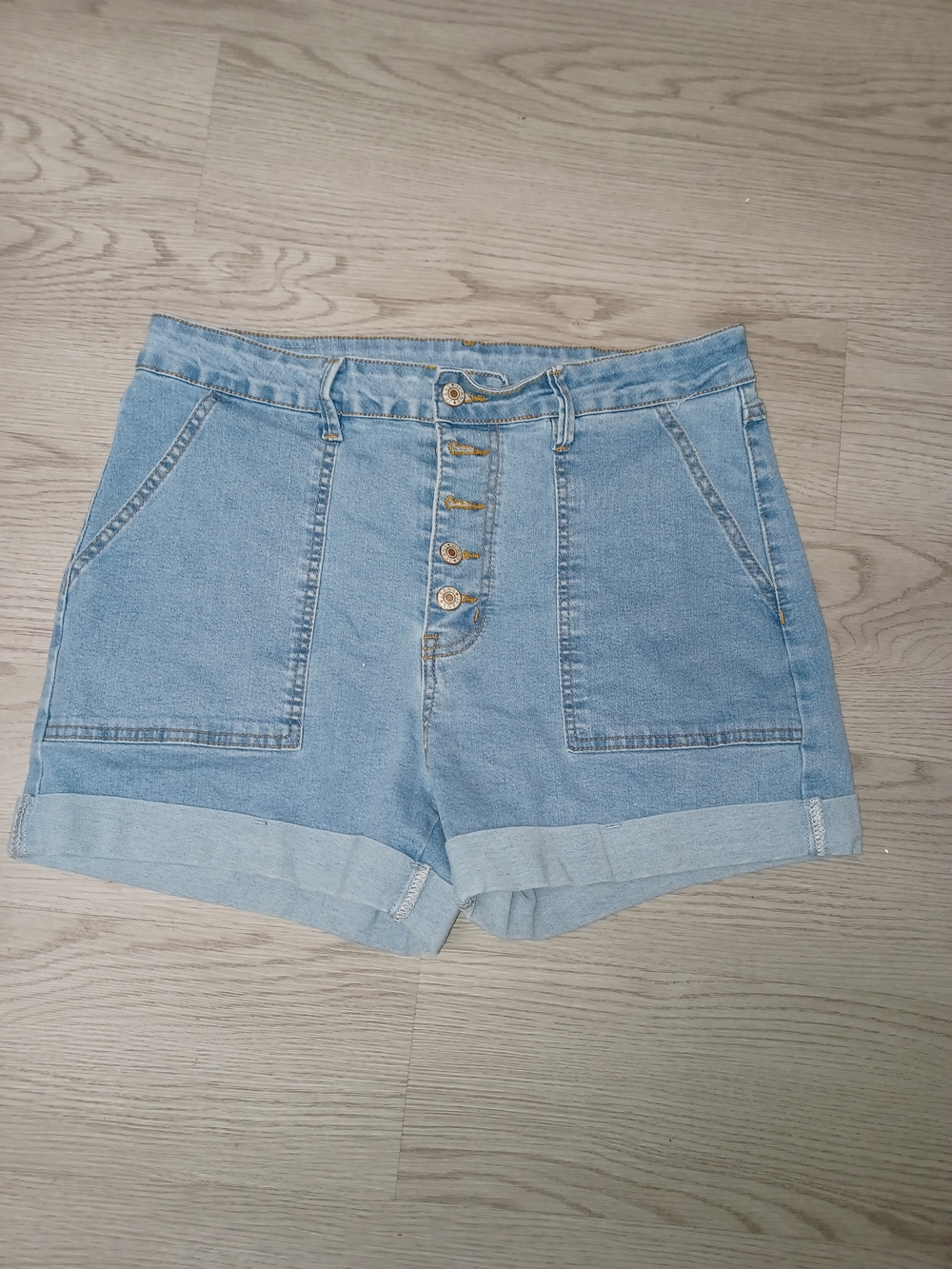 Sidefeel Light Blue Denim Button-Front Women’s Shorts